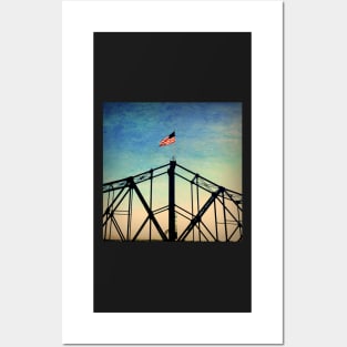 Stars and Stripes Flying Over Mississippi River Posters and Art